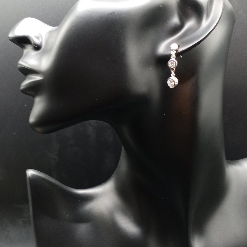 🔥Moissanite 1.60 ctw Dangle Earrings in Platinum Over Sterling Silver - Picture 3 of 6